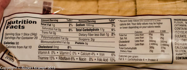 label listing nutrients