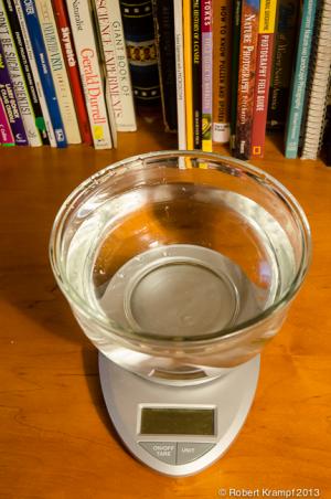 Bowl of water on scale Bowl of water on scale